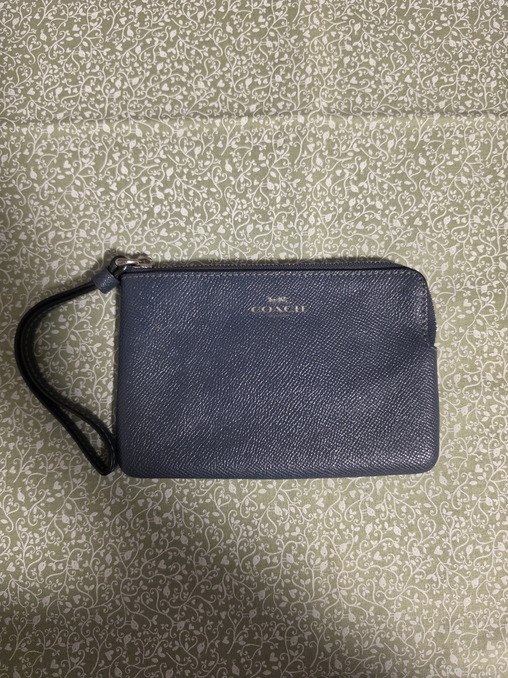 Coach Navy Leather Wristlet